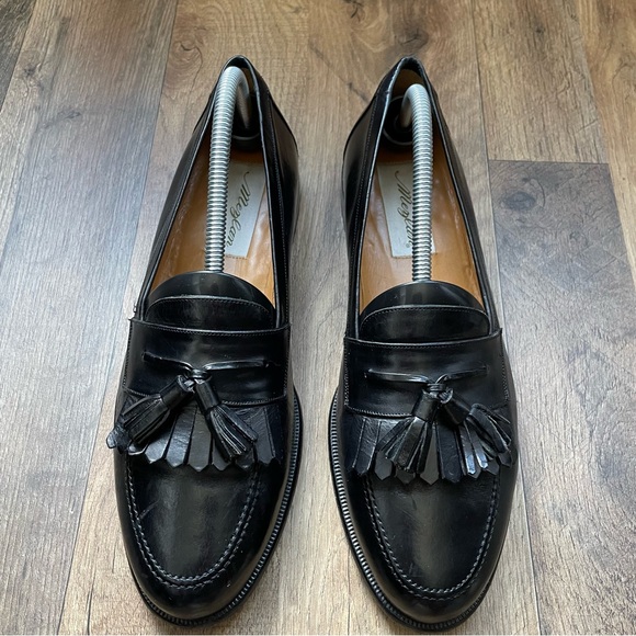 VINTAGE Mezlan Santander Men\'s Kiltie Loafers Shoes Size 9M Leather Black main image 9